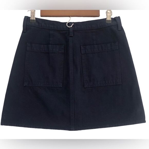 Lucky Brand Navy Button Up Front Back Pockets Cotton Mini Skirt Size 4/27 - Picture 2 of 2